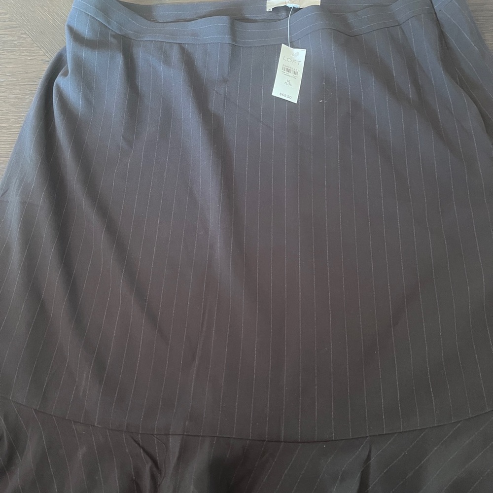 LOFT Navy  Pinstripe Midi Skirt
